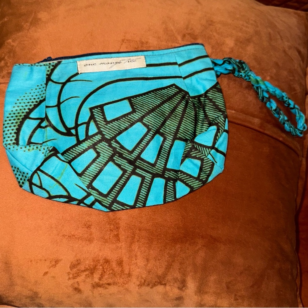 One Mango Tree bag, small, wristlet handle, hand painted, Like New‎